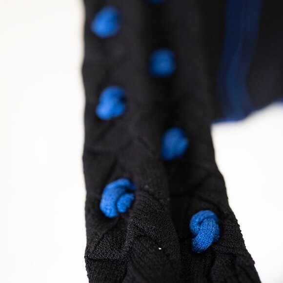 ST JOHN KNIT SIZE 14 SANTANA CLASSIC Black with Blue TRIM Cardigan Jacket Top - Picture 3 of 6